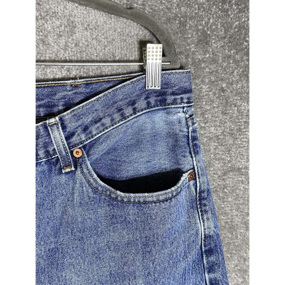 Levis 505‎ Jeans Mens Size 40x29 Blue Distressed Denim Cotton Straight Leg
